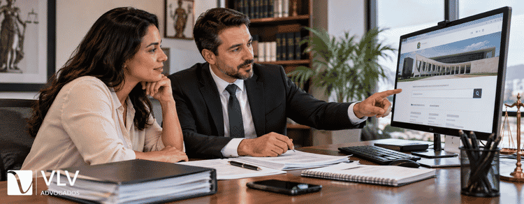 Processo judicial: o que é e como consultar o seu (inclusive no STJ) 2 advogado explicando processo judicial