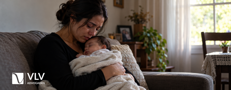 Filho que nasce depois da morte do pai tem pensão do INSS desde o nascimento 1 imagem representando mãe com filho que nasce depois da morte do pai